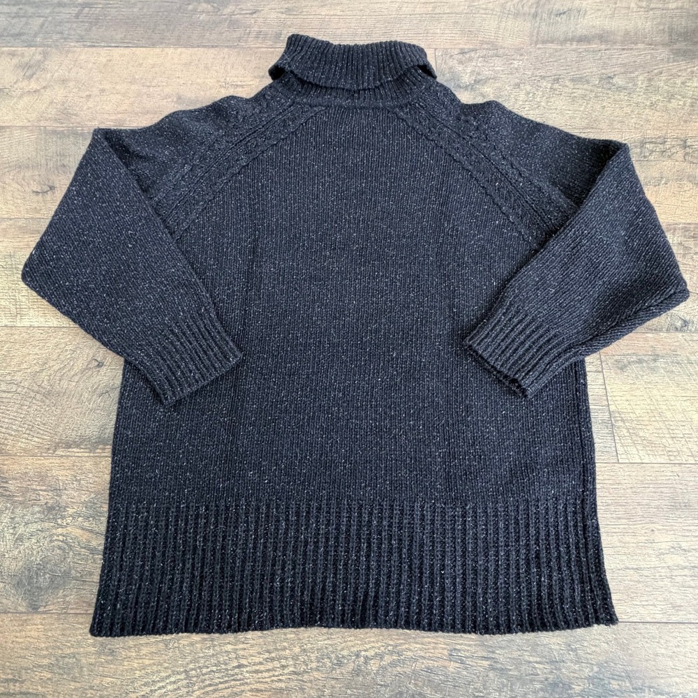 Gap Womens Charcoal Grey Lambswool Silk Turtleneck Marled‎ Sweater Large W19 - Picture 9 of 10